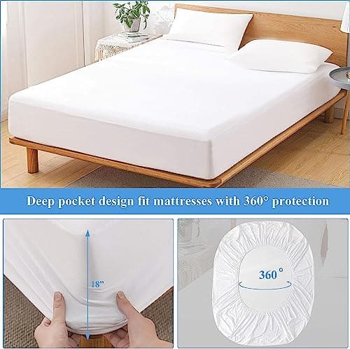 Softhour 2 Pack Twin XL Size Premium Waterproof Mattress Protector,Soft Breathable College Dorm Pad Cover,Noiseless Bed Cover - Stretch to 21''Fitted Deep Pocket Protection 6