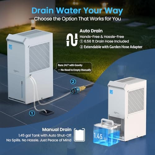 4,500 Sq.Ft Most Efficient Energy Star 2025 Dehumidifier,Vellgoo Max 70 Pint/D (Standard 56 Pint/D) Dehumidifier for Basement with Drain Hose, Smart Humidity Control, for Home, Bathroom, Garage 6