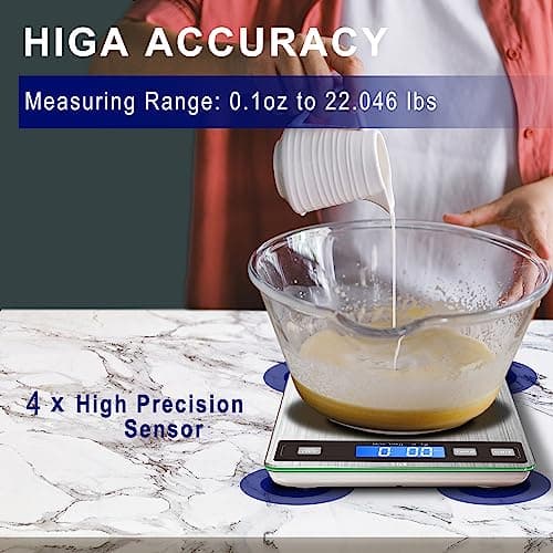 hito 22lb Food Scale, Digital Kitchen Scale with Type-C & Battery Dual Charging, 1g/0.1oz Precision, Waterproof LCD Display, Stainless Steel & Tempered Glass for Cooking, Baking (Ash Silver) 5