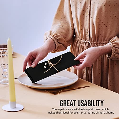 Utopia Home Black Cloth Napkins (12 Pack, 20x20 Inches), Ideal Dinner Napkins for Party, Wedding and Lunch/Dinner 8