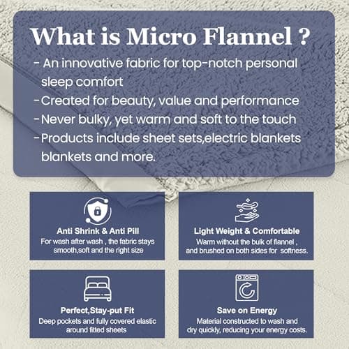 Thermee Micro Flannel Heated Blanket With Sherpa Back, Full Size, 10-Setting Electric, Programmable, Ultra-Soft, Fast Heating Thermal Throw - Sand 6