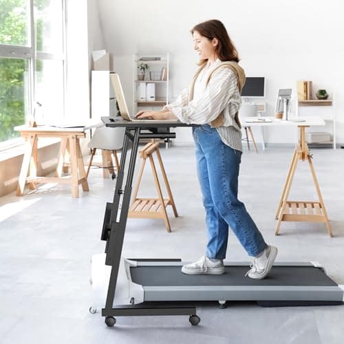 Enayplon Small Standing Desk with Wheels, Portable Treadmill Desk, Rolling Desk Adjustable Height for Laptop, Mobile Standing Table for Walking Pad, Bedside Table 8