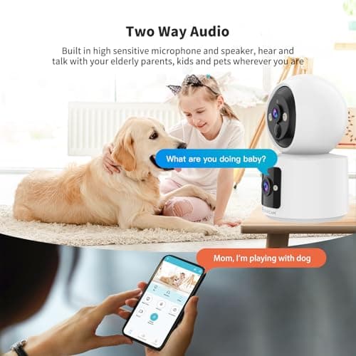VSTARCAM Dual Lens Cameras for Home Security, Pet/Baby Camera Monitor Indoor Camera Battery Powered AI Motion Detection One-Touch Call Color Night Vision Pan/Tilt 2-Way Audio TF/Cloud Storage 8
