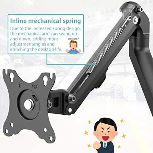 WORLDLIFT Height Adjustable Pole Mount Monitor Arm for 17"-27" Screens with Mechanical Spring, VESA 75x75 and 100x100 - Holds up to 15.4 lbs 5