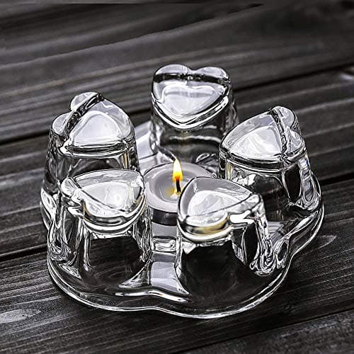 Sun's Tea Universal Solid Crystal Glass Ultra Clear Teapot Warmer | Tea Warmer | Teapot Heating Base | Tealight Warmer- Candle Never Flames Out