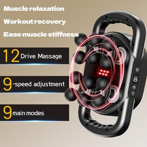 12 Head Massage Gun Deep Tissue with 9 Levels & 9 Modes,Cordless Electric Percussion Massager Tool for Back/Neck/Shoulder/Hand/Leg/Feet/-Full Body Muscle Pain Relief,Ideal Gifts for Men/Women/Mum/Dad 3