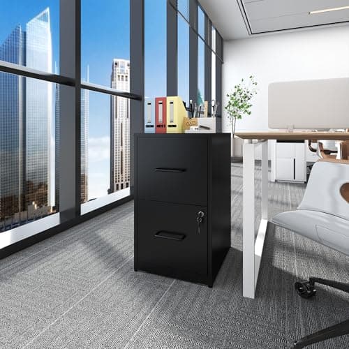 Yukimo 2 Drawer File Cabinet with Lock, Metal Vertical Filing Cabinet, File Cabinets for Home Office, Locking File Cabinet Hanging Files for A4/ Legal/Letter, Require Assembly, Black 7