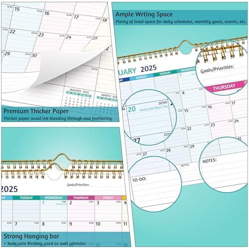 Wall Calendar 2025-2026 – 2 Year Calendar 2025-2026, 11 x 8.5 In, Jan 2025 - Dec 2026, 2025 Calendar 24 Months, Small Monthly Calendar 2025, with Ruled Blocks, Thick Paper, Holidays, To-dos ＆ Notes 6