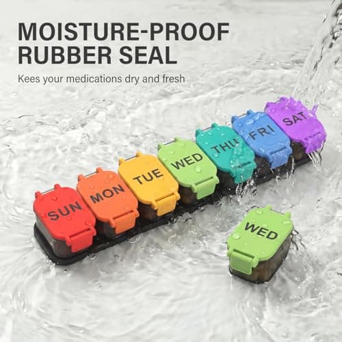 Extra Large Weekly Pill Organizer - Waterproof 7-Day Pill Box, Portable Vitamin & Supplement Case, Easy to Open Design, Ideal for Travel and Daily Medication Management 6