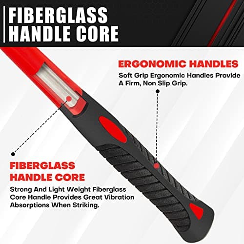 C&T 4-Piece Ball Peen Hammer Set,8 12 16 24oz, Fiberglass Handle hammer for Ball Peen,Blow Striking Ball Pein Hammer Handle Tool with Forged Steel Construction & Shock Reduction Grip for Metal Working 6