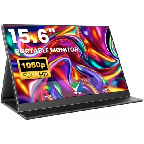 ZUCWO 15.6 Inch Portable Computer Monitor, Portable Monitor for Laptop,PC,MacBook,Phone, PS4, 1080P FHD Display with HDMI USB-C, Built-in Speaker with Leather Case, Travel Work Home Gaming Monitors