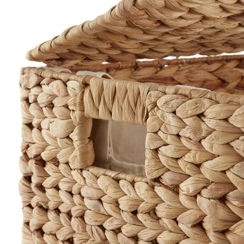 Casafield Large Laundry Hamper with Lid and Removable Liner Bag - Natural, Woven Water Hyacinth Rectangular Laundry Basket Sorter for Clothes and Towels 5