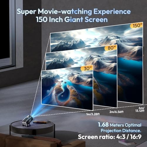 Portable Mini Projector XGODY Gimbal5 - Mini Smart Android 11 HD Projector Supports 1080P 4K WiFi6 BT Home Theater Video Projector with 180° Rotatable Stand Auto Keystone for Android, iOS Matte Black 7