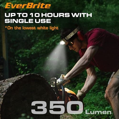 EverBrite Rechargeable Headlamp - 350 Lumens Head Lamp for Adults, 7 Modes with White/Red/Green Light, 30°Adjustable LED Headlight for Camping, Running, Hunting, and Hiking 8