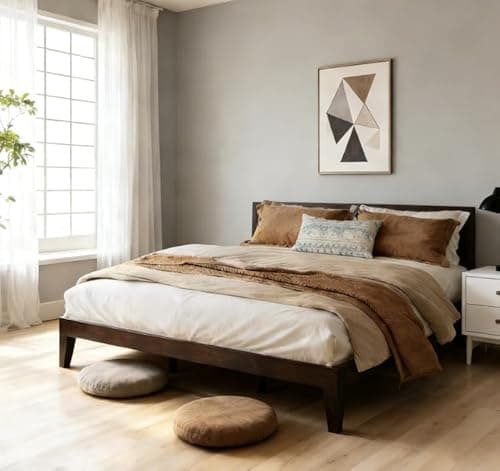 COLAMY 12 Inch Wood Platform Bed Frame，Sturdy Queen Size Bed Frame with Wood Slat Support, No Box Spring Needed, Easy Assembly, Espresso