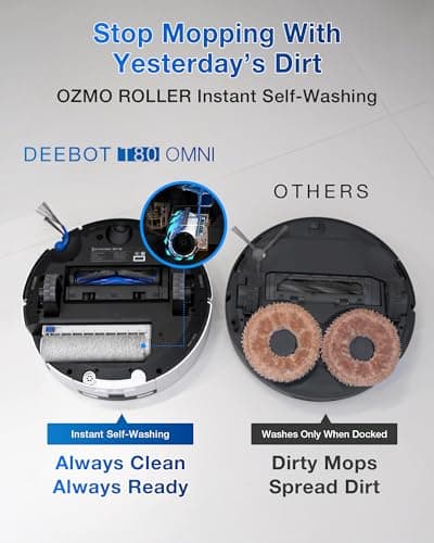 ECOVACS DEEBOT T80 Omni Robot Vacuum and Mop, Instant Self-Cleaning OZMO Roller Mop, TruEdge Deep Cleaning, AI Navigation, 18,000Pa Suction and ZeroTangle 3.0 for Pets and Carpets 5