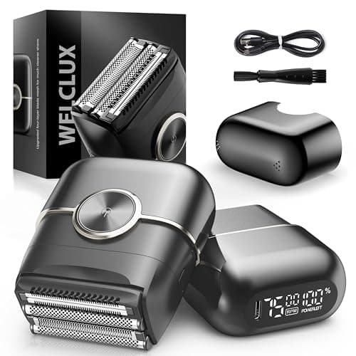 Electric Foil Shavers for Men: Mini Electric Razor with 4 Floating Blades & Big LED Display - Foil Shaver for Men with 2 Gears Adjustable - Face Shaver with IPX7 Waterproof,USB Type C (Vivian Grey)