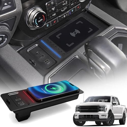 Singkin Wireless Charger for Ford F-150 2015-2023, Automotive Center Console Organizer Wireless Charging Pad for Ford F150 Interior Accessories (Doesn't fit F-250/F-350)