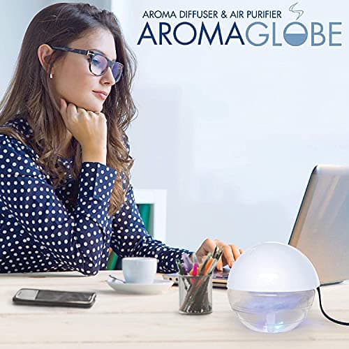 Daiwa Felicity Aroma Globe Air & Room Revitalizer - White Noise Aromatizer Air Washer Machine with Scented Oils, Water Air Revitalizer for Home and Office, with Calming Led Rainbow Led Lights 5