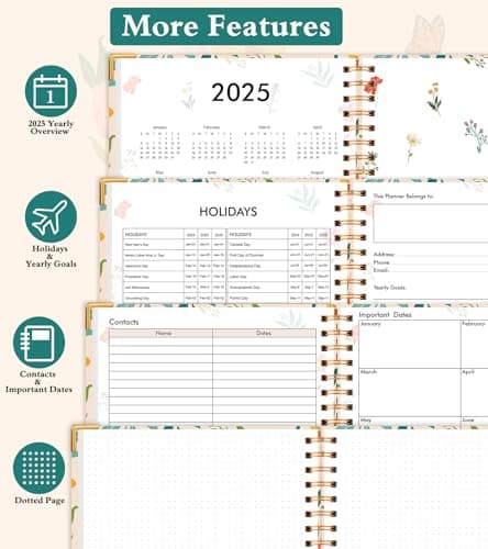 2026 Appointment Book, Hardcover Planner 12 Months Weekly and Monthly (January 2026 - December 2026), 8.5"x11" Daily Hourly Planner 60-Minute time Slots, Spiral Calendar Schedule Book for Work School Teacher Student, Orange Floral 6