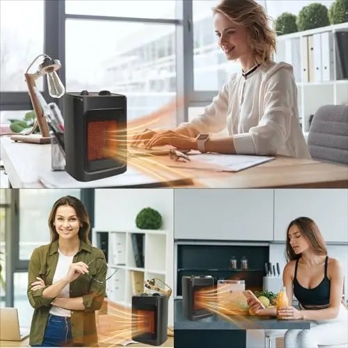 Portable Space Heater Electric Heaters - JNDRO 1500W/1000W Safe and Quiet Ceramic mini Heater Fan, Heat Up 200 Square Feet for Bedroom, Office and Indoor Use 5