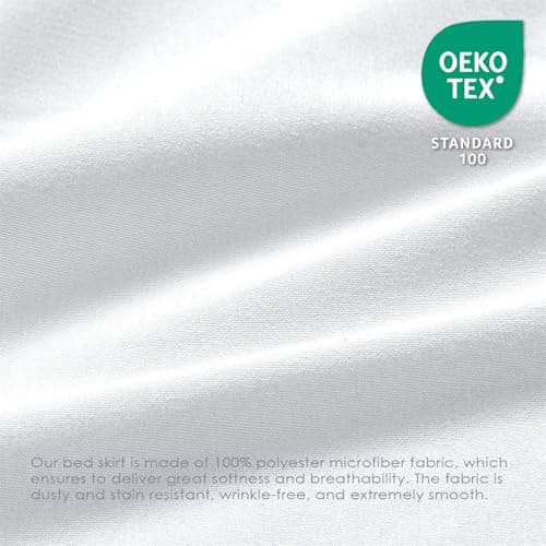 FreshCulture Queen Bed Skirt, Elastic Wrap Around Bed Skirt Queen Size, Bed Skirts for Adjustable Bed, Easy Fit with 15-Inch Tailored Drop, Hotel Quality Dust Ruffle for Queen Bed (White) 6