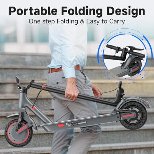 WTRHXA Electric Scooter Adults with Dual Suspensions, 350W/500W Motor, 19/22 Mph Speed, 23-31 Miles Ranges, 8.5"/10" Solid Tire, Folding E-Scooter Adult 8