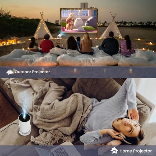 [180°Adjustable Stand] Smart Mini Portable Projector with WiFi and Bluetooth, Auto Keystone Upgraded 350ANSI, Android11.0, Ceiling, Outdoor Use, Compatible with TV Stick Smartphone/HDMI/USB(White） 7