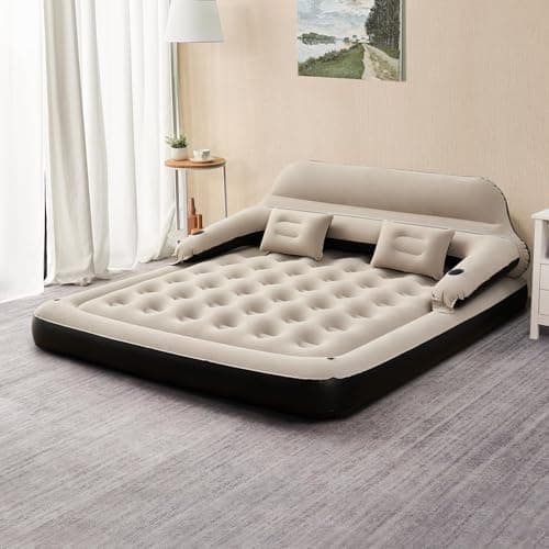 DIMAR GARDEN King Size Air Mattress with Headboard and Pillows, Inflatable Bed Blow Up Bed 5