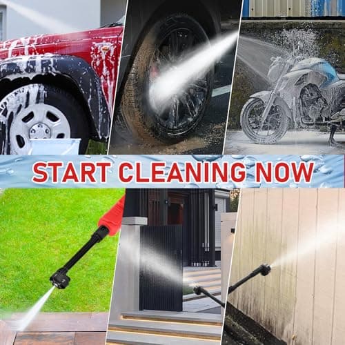Cordless Pressure Washer for Milwaukee 18V Battery, 700PSI 1.2 GPM Portable Handheld Power Washer with 6-in-1 Nozzle & Foam Cannon, Powerwashers for Car Floor Fence Wall Cleaning (No Battery) 7