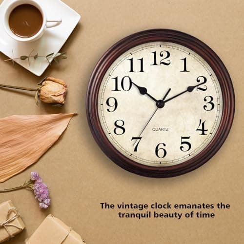 HYLANDA Wall Clock, 9 Inch Silent Non Ticking Classic Battery Operated Clocks, Decorative for Living Room, Bedrooms, Bathroom, Kitchen Office (Bronze) 7
