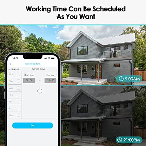 SEHMUA Solar Security Cameras Wireless Outdoor, 2K 360° View Battery Powered Outdoor Camera, WiFi Home Security with Spotlight Color Night Vision, PIR Sensor 7