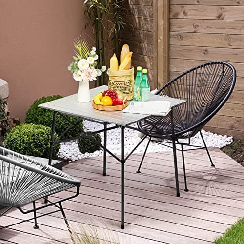 PORTAL Lightweight Aluminum Folding Square Table Roll Up Top 4 People Compact Table with Carry Bag For Camping, Picnic, Backyards, BBQ (White) 8