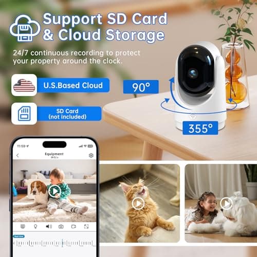 ILWUT Security Camera Indoor Cam-2K 360° WiFi Cameras for Home Security,Pan & Tilt,Pet/Dog/Baby Camera with Phone app,2-Way Audio,Night Vision,24/7 Cloud & Micro SD Card Storage 2 Pack 7