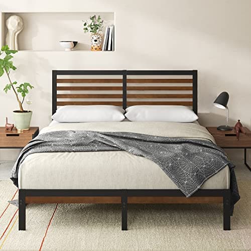 Zinus Kai Bamboo and Metal Platform Bed Frame with Headboard, No Box Spring Needed, Easy Assembly, Queen, Brown 10