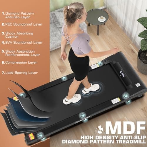 ANCHEER Walking Pad Treadmill with Incline, 2 in 1 Under Desk Treadmill 300 lbs Capacity, 2.5HP Portable Treadmills for Home Office Small, Smart APP Control Jogging Running Machine with Remote Control 5