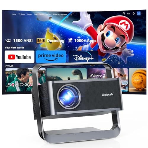 Polocsh Smart Projector 1080P 4K Support with WIFI 6 and 2-Way Bluetooth 1500ANSI Auto Keystone Electric Focus Mini Projectors Home Theater Movie Outdoor Portable Projector (Black)