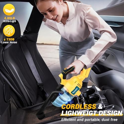 Cordless Vacuum for DeWalt 20V Battery, 5 in 1 Handheld Electric Vacuum Cleaner with 400W Powerful Motor, 46 CFM Portable Hand Vacuum for Home Pet Hair, Car (Battery Not Included) 7