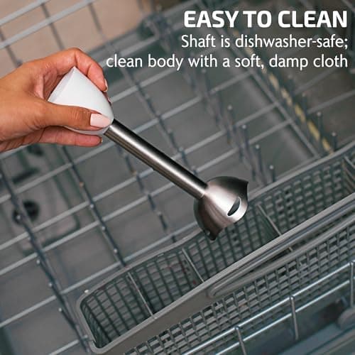 OVENTE Immersion Hand Blender, 300W Corded Electric Handheld Stick Mixer with 2 Mixing Speeds and Stainless Steel Blades for Smoothies, Purees & Baby Food, White HS560W 5