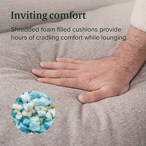 Zinus Aidan Sling Accent Chair, Metal Framed Armchair with Shredded Foam Cushioning, Oatmeal 6