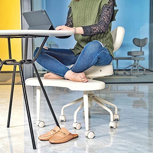 Pipersong Meditation Chair, Home Office Desk Chair, Cross Legged Chair with Lumbar Support and Adjustable Stool, Flexible Design for Fidgety Sitters, Ivory