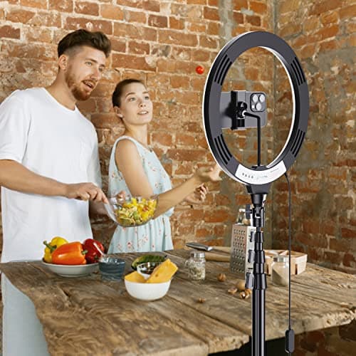 Fugetek 12" Selfie Ring Light with 68" Aluminum Tripod Stand, Bluetooth Remote, Extendable, for Video, Photos, Make Up, 3 Color Mode Controller, USB Powered, Apple & Android Compatible 5