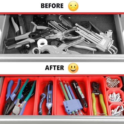 Tool Chest 8-Drawer | 42'' Large Rolling Tool Chest with Wheels | Detachable Top Metal Tool Box | Garage Storage Cabinet for Repair Room,Warehouse | Rolling Tool Box with Hooks,Liners,Tray Divider 5