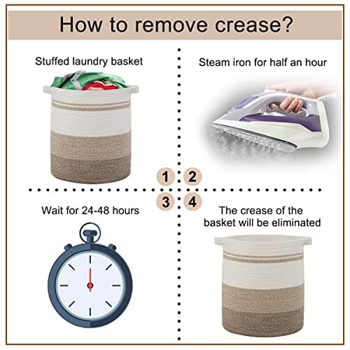 OIAHOMY 80L Laundry Baskets Hamper with Handles,Decorative Basket for Living room,Woven Storage Basket for Toys Bin,Pillows, Blankets,Clothes-20x18in-Gradient Yellow 8