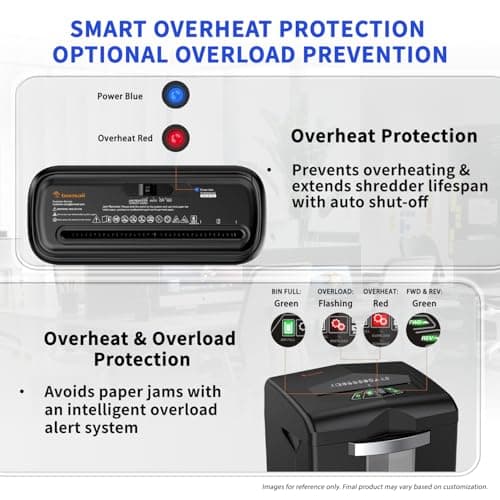 BONSAII Customizable Shredder | Up to 18-Sheet Per Pass, 60-Min Continuous Run Time, 6-Gallon Bin | Optional Handle & Wheels | Shreds Paper, Mail, CDs, Staples, Clips | Multiple Colors Available 6