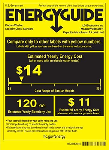 LG WM3555HVA 2.4 Cu. Ft. Smart Wi‑Fi Enabled Front-Load All-in-One Washer/Dryer Combo – Compact, Energy-Efficient Laundry Solution, White 8