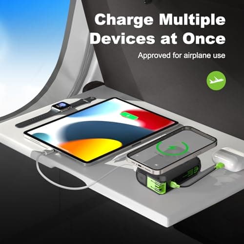 P05 Portable Charger, Magnetic Power Bank, Small Wireless PowerBank, Battery Pack 20000mAh Travel Essentials Fast Charging With Built in Cable, Foldable Wall Plug for iPhone,Samsung,Andriod 6