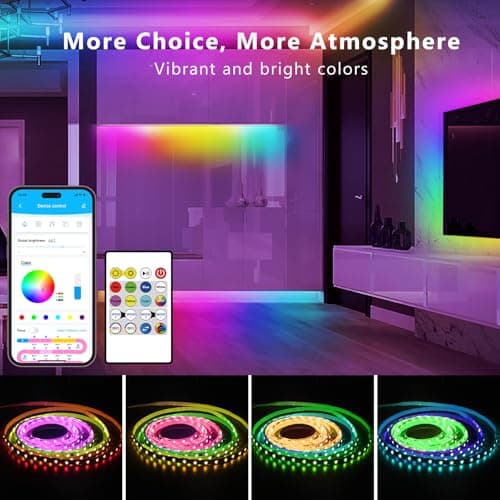 DAYBETTER 100ft Smart IC WiFi LED Strip Lights, Work with Alexa and Google Assistant, BGRIC LED Lights App Control Segmented DIY Multiple Colors, Color Changing Music Sync for Bedroom Decor (1 Roll) 5