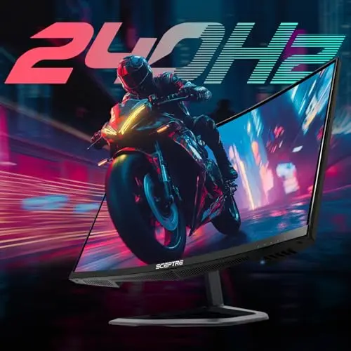 Sceptre New Curved 24.5-inch Gaming Monitor up to 240Hz 1080p R1500 1ms DisplayPort x2 HDMI x2 Blue Light Shift Build-in Speakers, Machine Black 2025 (C255B-FWT240 Series) 5