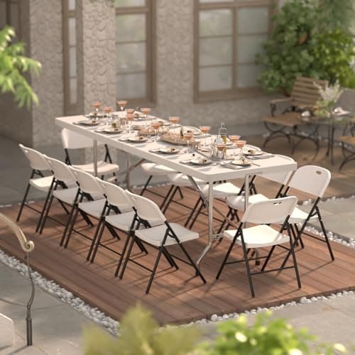 Nazhura 350 Weight Limit Heavy Duty Plastic Folding Chair with Reinfoced Steel Frame for Indoor and Outdoor, Wedding, Party, Restaurant, Meeting Room, Patio and Garden (White, 4 Pack) 7
